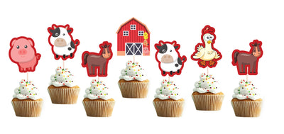 Farm Birthday Party Decor  | Happy Birthday Cupcake Topper