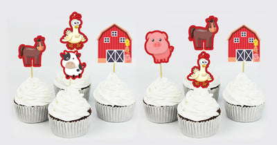 Farm Birthday Party Decor  | Happy Birthday Cupcake Topper
