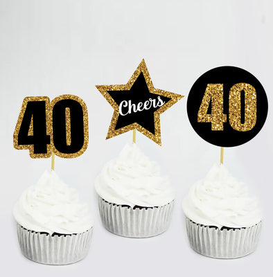 Fabulous 40th Birthday Decorations | Birthday Party Cupcake Toppers