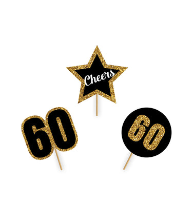 60th Birthday Party Ideas | 60th Birthday Party Theme Cupcake Toppers Decorations