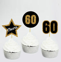 60th Birthday Party Ideas | 60th Birthday Party Theme Cupcake Toppers Decorations