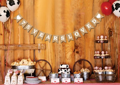 75th Birthday Party Decor Ideas - Burlap Banners