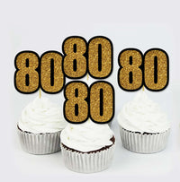 80th Birthday Party Supplies  | Happy Birthday Party Theme Cupcake Toppers