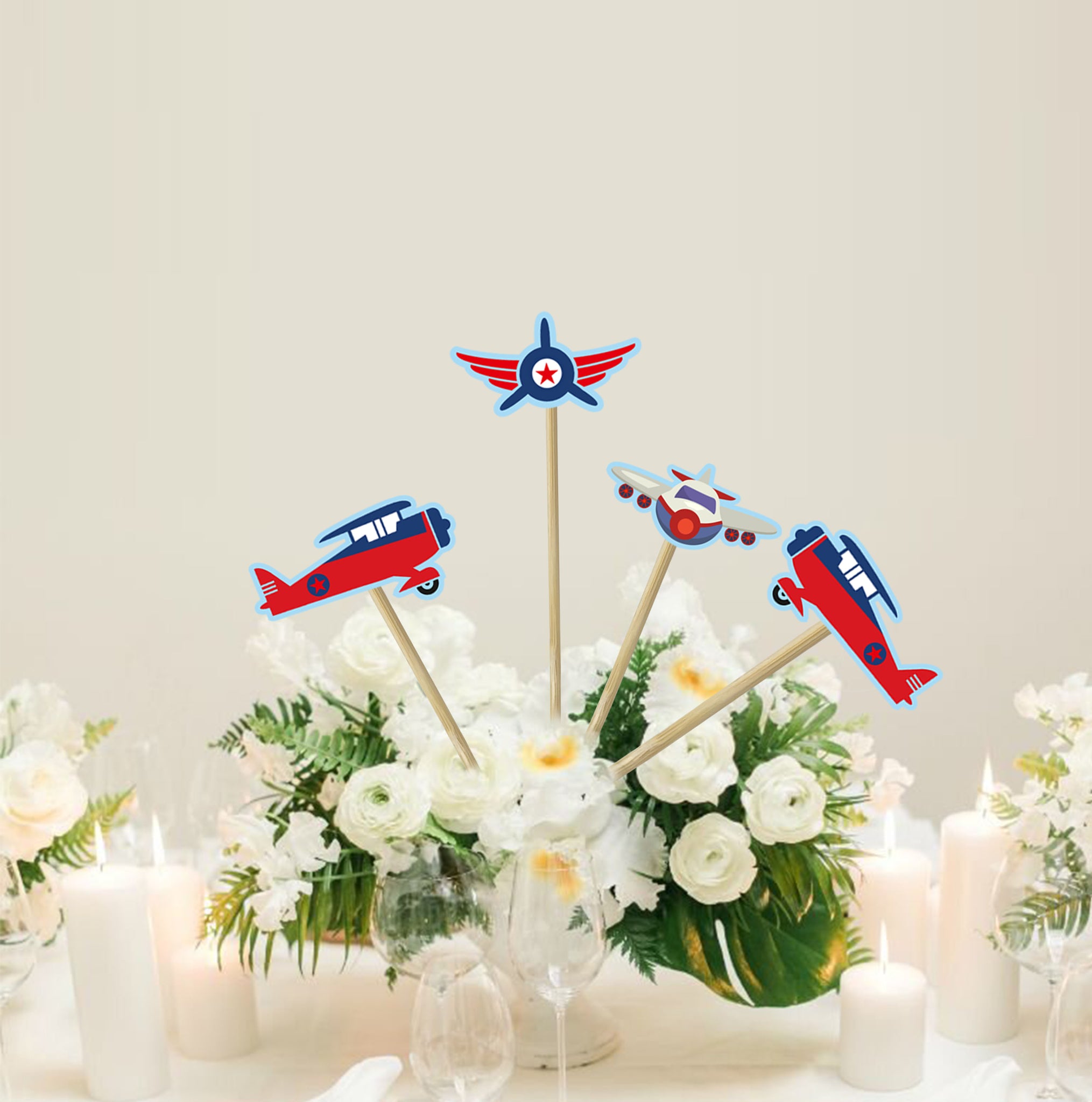 Airplane baby shower store centerpieces