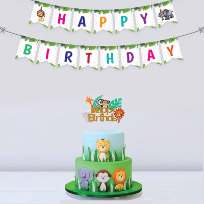 animal themed birthday banner