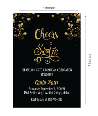 Sweet 16 Happy Birthday Party  Invitations