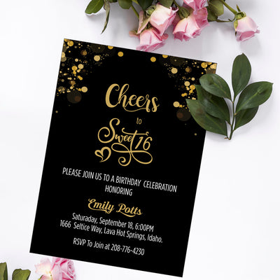 Sweet 16 Happy Birthday Party  Invitations