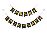 70th Birthday Party Supplies - Cheers To 70 Years Banner