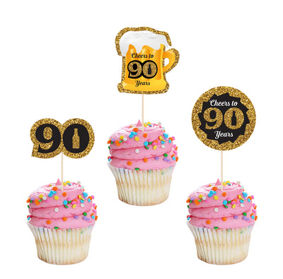 90th Birthday Party Ideas | 90th Birthday Party Theme Cupcake Toppers Decorations