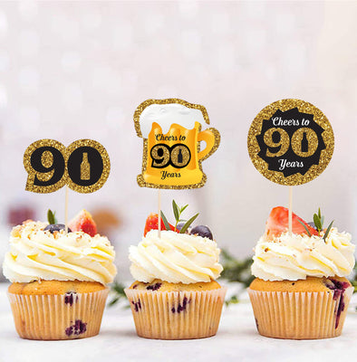 90th Birthday Party Ideas | 90th Birthday Party Theme Cupcake Toppers Decorations