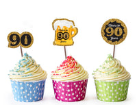 90th Birthday Party Ideas | 90th Birthday Party Theme Cupcake Toppers Decorations
