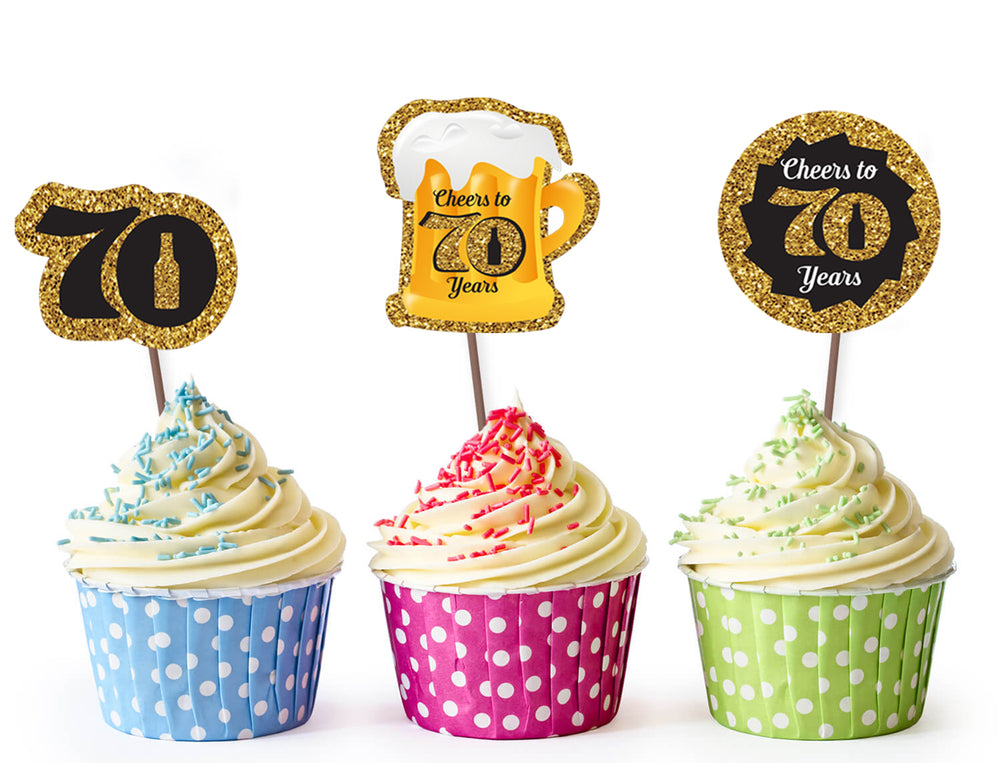 70th Birthday Party Ideas | Birthday Party Theme Cupcake Toppers Decorations