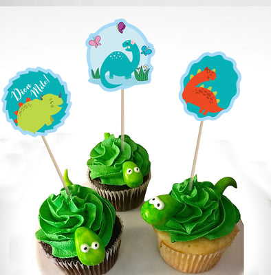 Dinosaur Cupcake Toppers for Boy Baby Shower