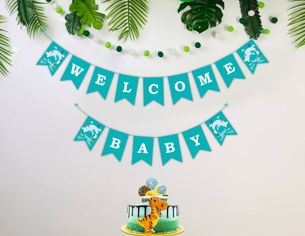 Dinosaur  Baby Shower Decorations for Boy  | Welcome Baby Baby Shower Banner