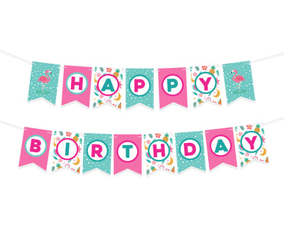 Flamingo Birthday Party Supplies | Girl Birthday Banners