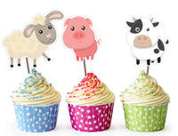 Farm Animal Theme Party Decor  | Boy Baby Shower Cupcake Toppers