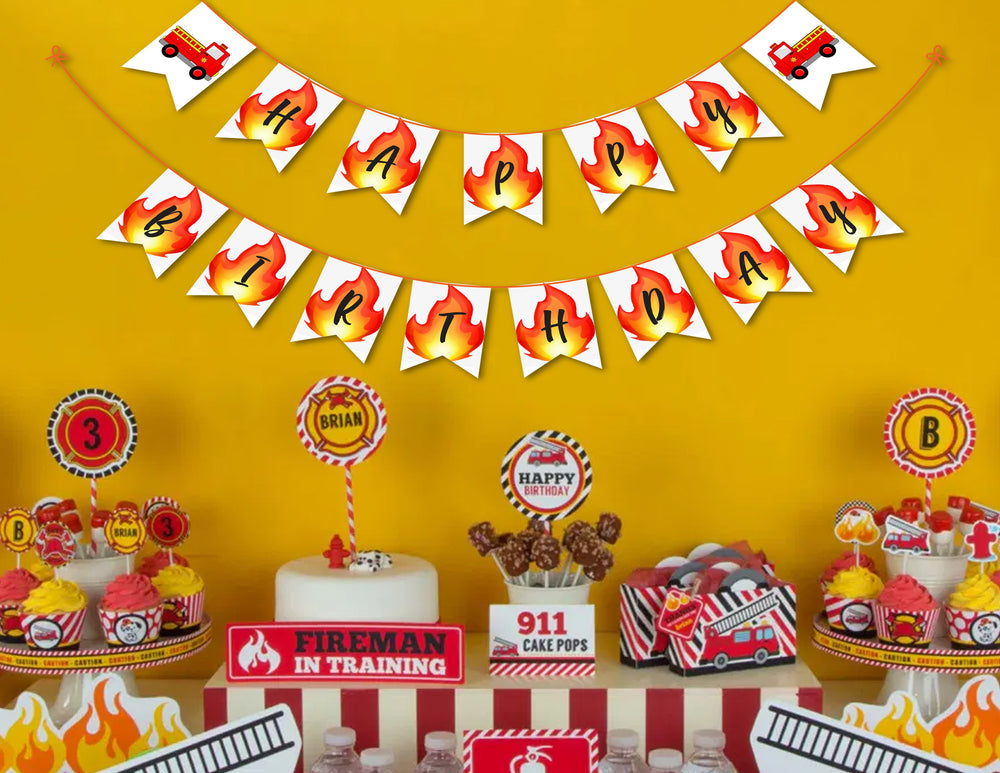Fire Truck Birthday Party Supplies | Fire Truck Birthday Party Banners