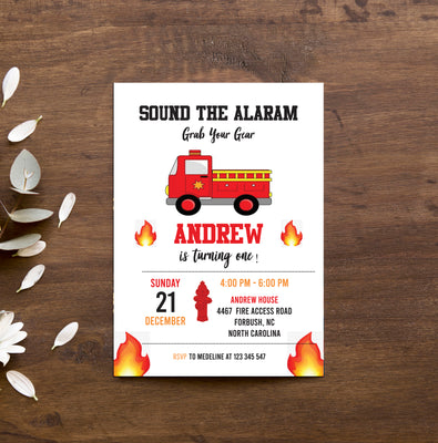 Fire Truck Birthday Invitation | Fire Truck Birthday party ideas