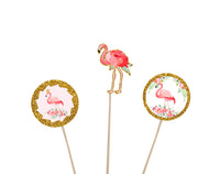 Flamingo Theme Baby Shower Cupcake Toppers | Girl Baby Shower Decorations