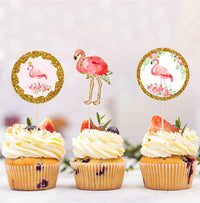 Flamingo Theme Baby Shower Cupcake Toppers | Girl Baby Shower Decorations