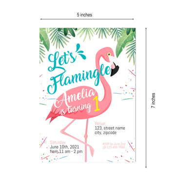 Birthday Party Supplies | Flamingo Girl Birthday Invitations