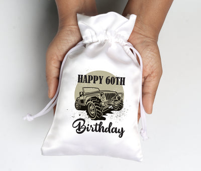 Birthday Party Drawstring Goodie Bag |  60th Birthday Party Favor Bags Return Gifts Idea