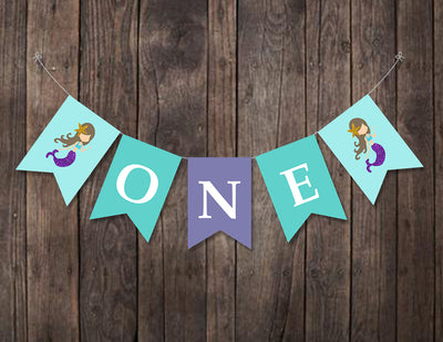 Mermaid Birthday Party Decoration One High Chair Banner