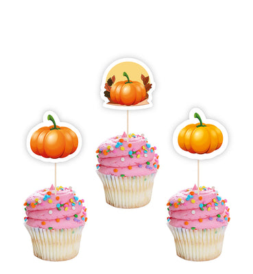 Baby Shower Cupcake Toppers | Pumpkin Theme Cake Decorations