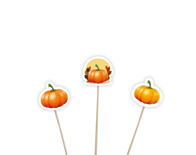 Baby Shower Cupcake Toppers | Pumpkin Theme Cake Decorations