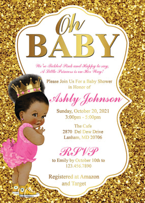 Princess Party Invitation | Baby Shower Invitation Cards