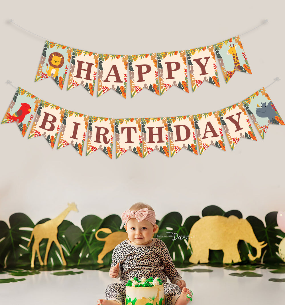 Safari Birthday Theme Decorations | Jungle Theme Birthday Banner