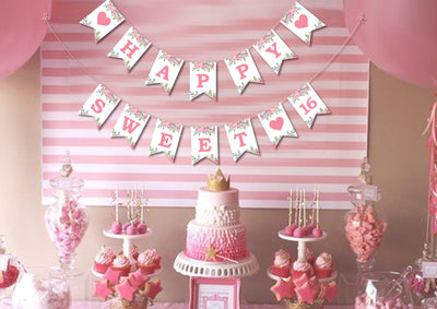 Sweet 16 Ideas Party - Birthday Banner