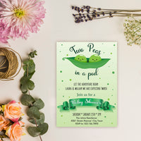 Twin Baby Shower Invitation | Two Peans in a pod