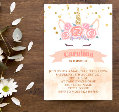 Unicorn Party Supplies | Unicorn Birthday Invitation