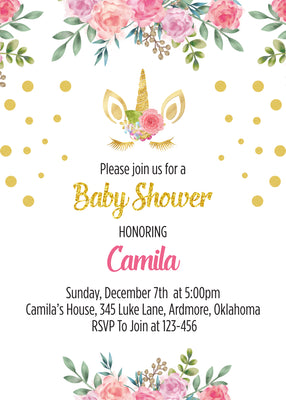 Unicorn Invitation Card Ideas | Baby Shower Party Favor