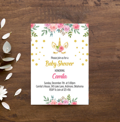 Unicorn Invitation Card Ideas | Baby Shower Party Favor