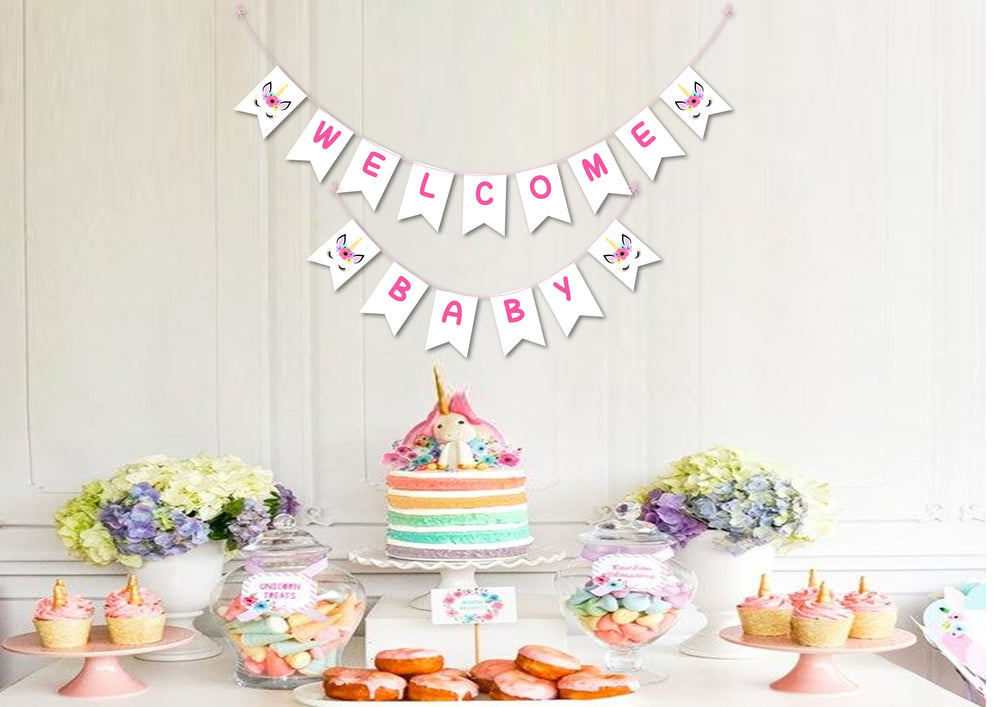 Unicorn Baby Shower Party Supplies |  Unicorn Party Banner