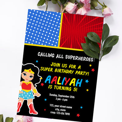 Wonder Woman Invitation |  Wonder Woman Decoration