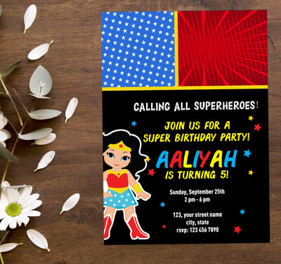 Wonder Woman Invitation |  Wonder Woman Decoration