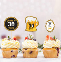 30th Happy Birthday Cake Decorations | Birthday Party Cupcake Toppers