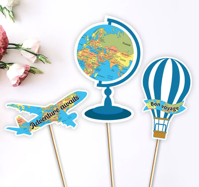 Adventure Awaits Travel Theme Centerpiece Decorations | Centerpiece Table Decorations