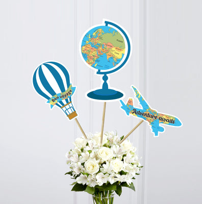 Adventure Awaits Travel Theme Centerpiece Decorations | Centerpiece Table Decorations