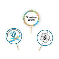 Adventure Awaits Cupcake Toppers | Travel Theme Birthday Party Table toppers