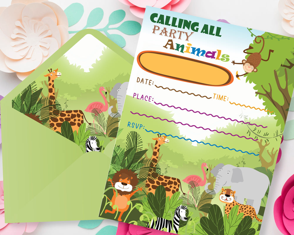 Animal Birthday Invitations Ideas | Jungle Theme Birthday Invitation for Boy