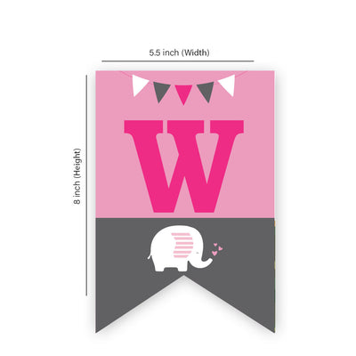 Elephant Girl Baby Shower Banner