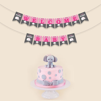 Elephant Girl Baby Shower Banner