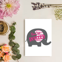 Elephant Baby Shower Invitations  | Pink Theme