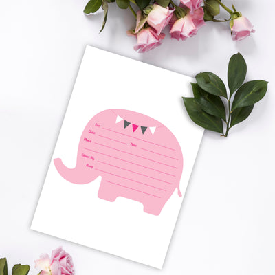 Elephant Baby Shower Invitations  | Pink Theme