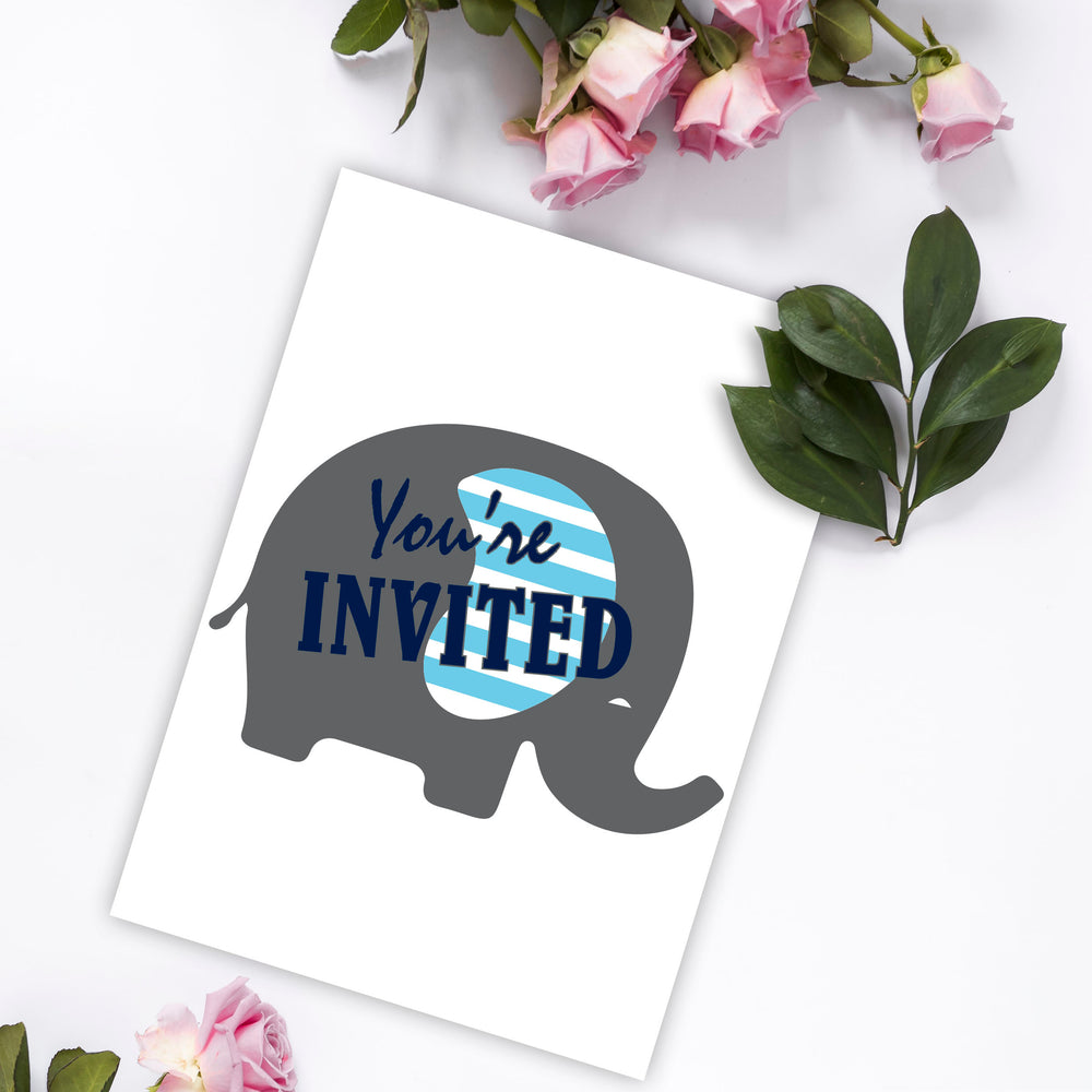 Elephant Baby Shower Invitations Boy