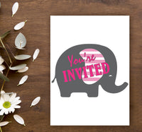 Elephant Baby Shower Invitations  | Pink Theme